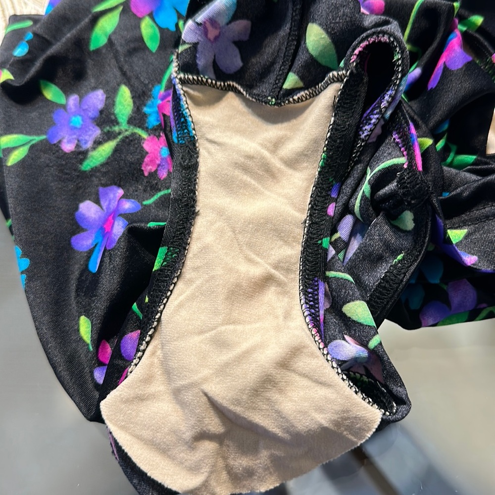 Vintage MAILLOT BALTEX Canadian One-Piece black Floral Swimsuit - Picture 7 of 10